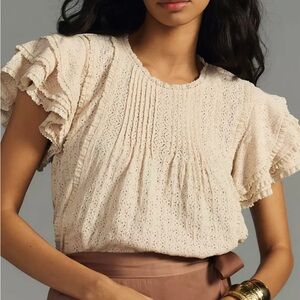 SOLD By Anthropologie Pintuck Lace Blouse